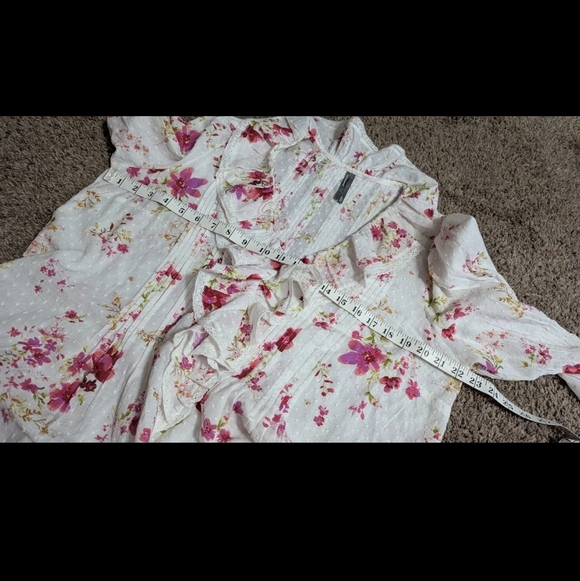 Anthropologie Floral Ruffle Blouse - White and Pink - Picture 3 of 5